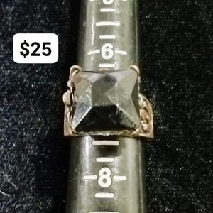 Hematite square stone cocktail ring